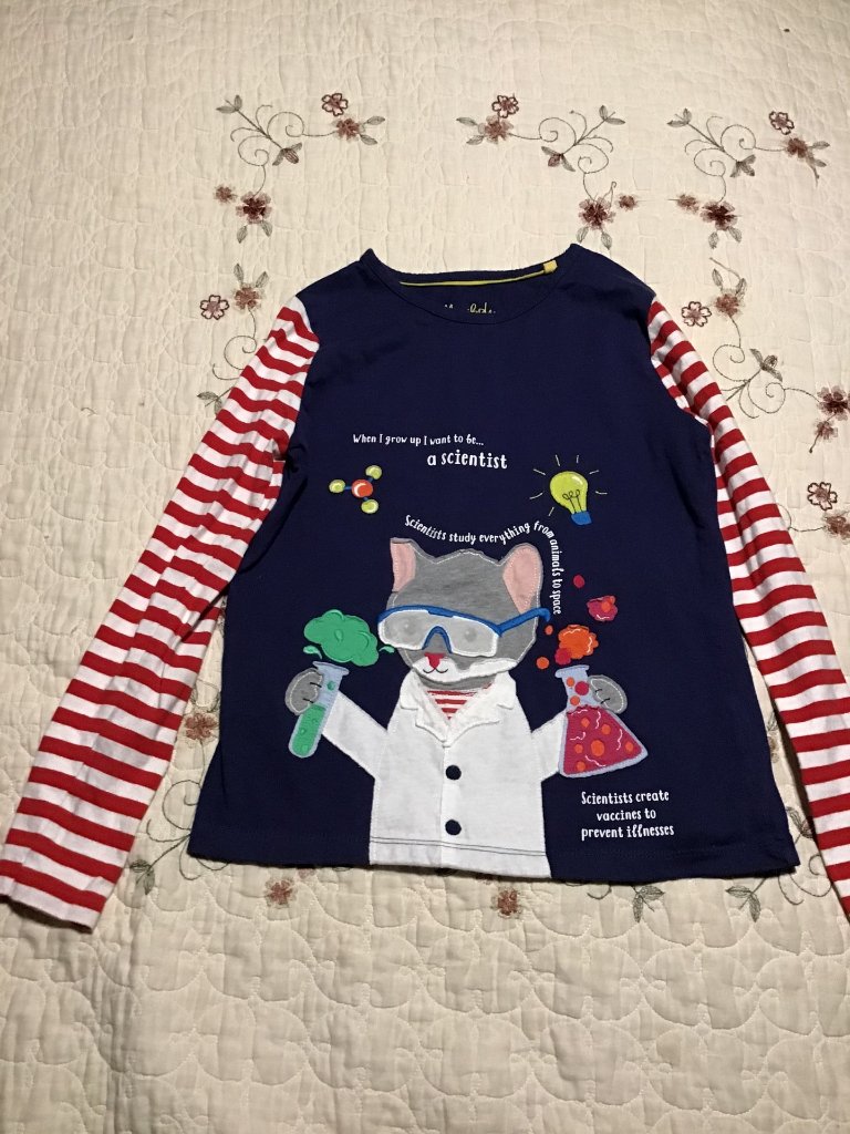 Unisex Mini Boden Scientist Career Applique Kids' Top--Size 9-10